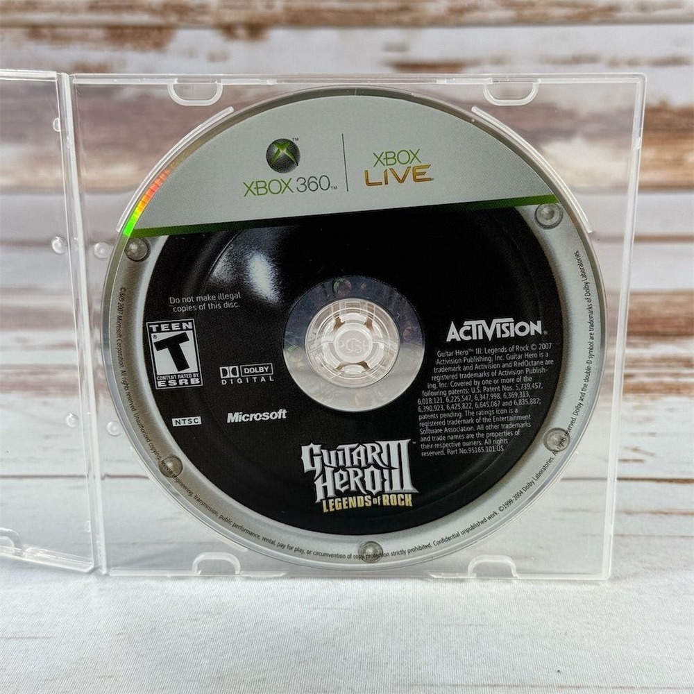 Guitar Hero III Legends of Rock Microsoft Xbox 360 Disc Only Used